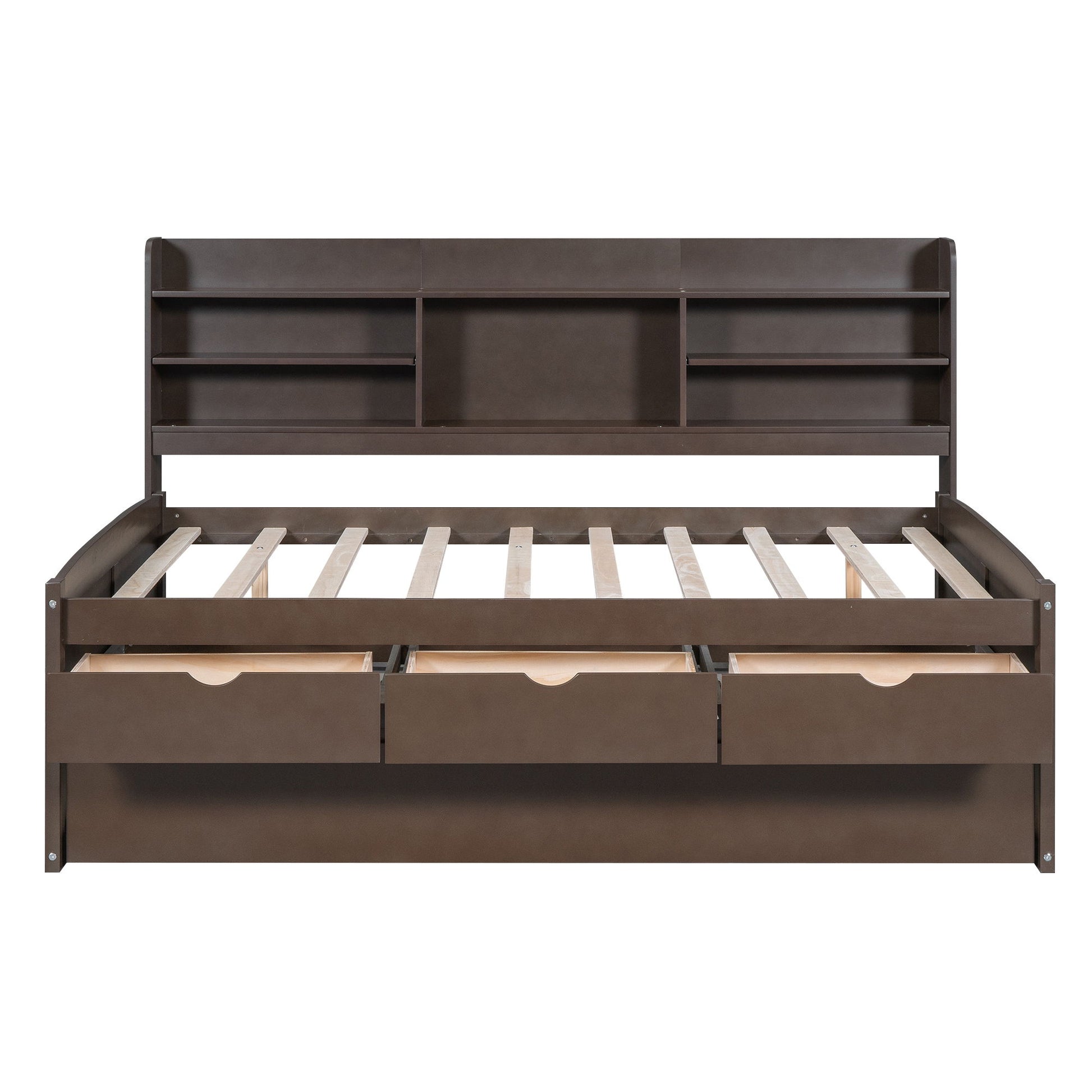 Captain Bed With Built In Bookshelves, 3 Storage Drawers, And Trundle - The Sleep Loft - Online Mattress Showroom NYC