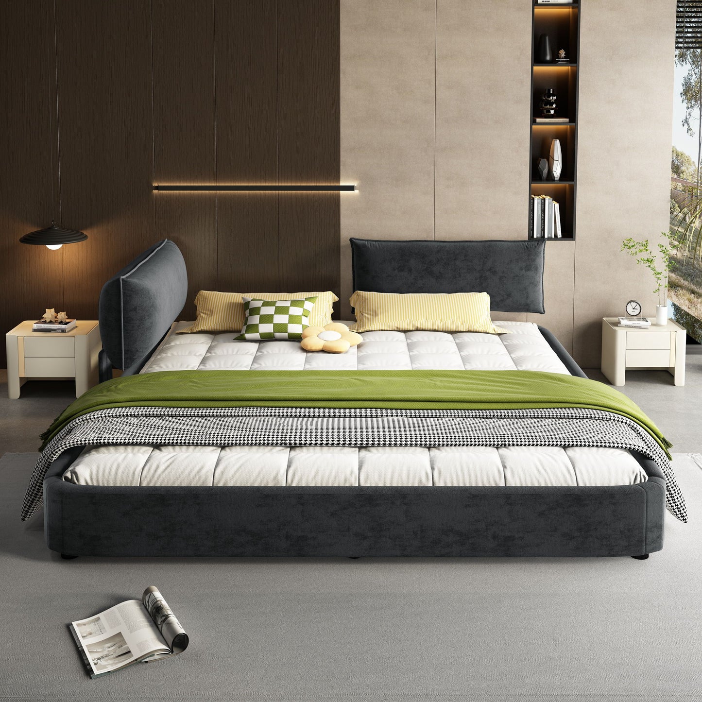Cloud Bed Frame With Oversized Padded Movable Headboard - The Sleep Loft - Online Mattress Showroom NYC