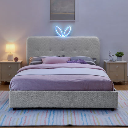 Upholstered Bed With Oversized Rabbit Ear Headboard, LED Lights & 4 Storage Drawers - The Sleep Loft - Online Mattress Showroom NYC