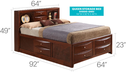 Modern Design Storage Bed With Bookcase Headboard
