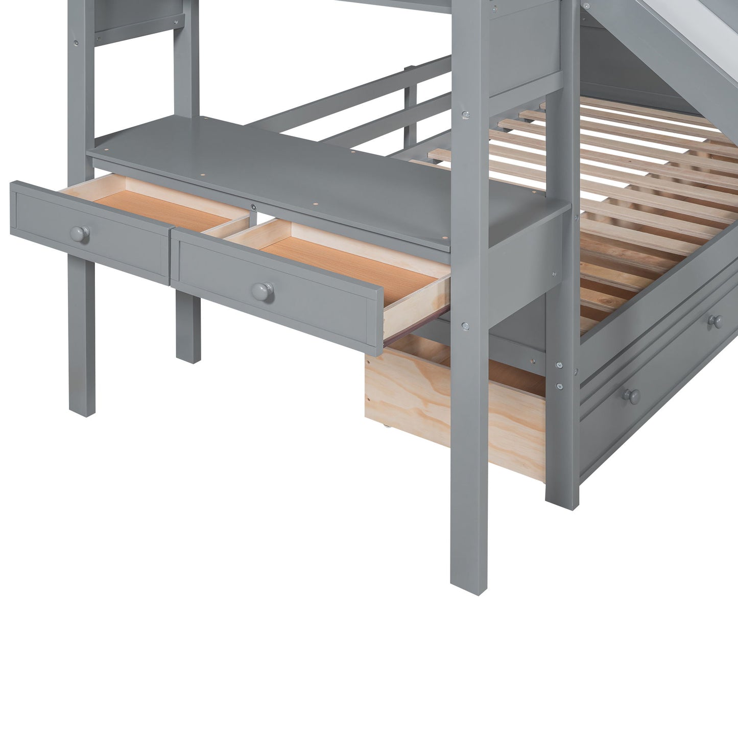 Bunk Bed With Storage Staircase, Slide, Desk, Drawers, And Shelves - The Sleep Loft - Online Mattress Showroom NYC