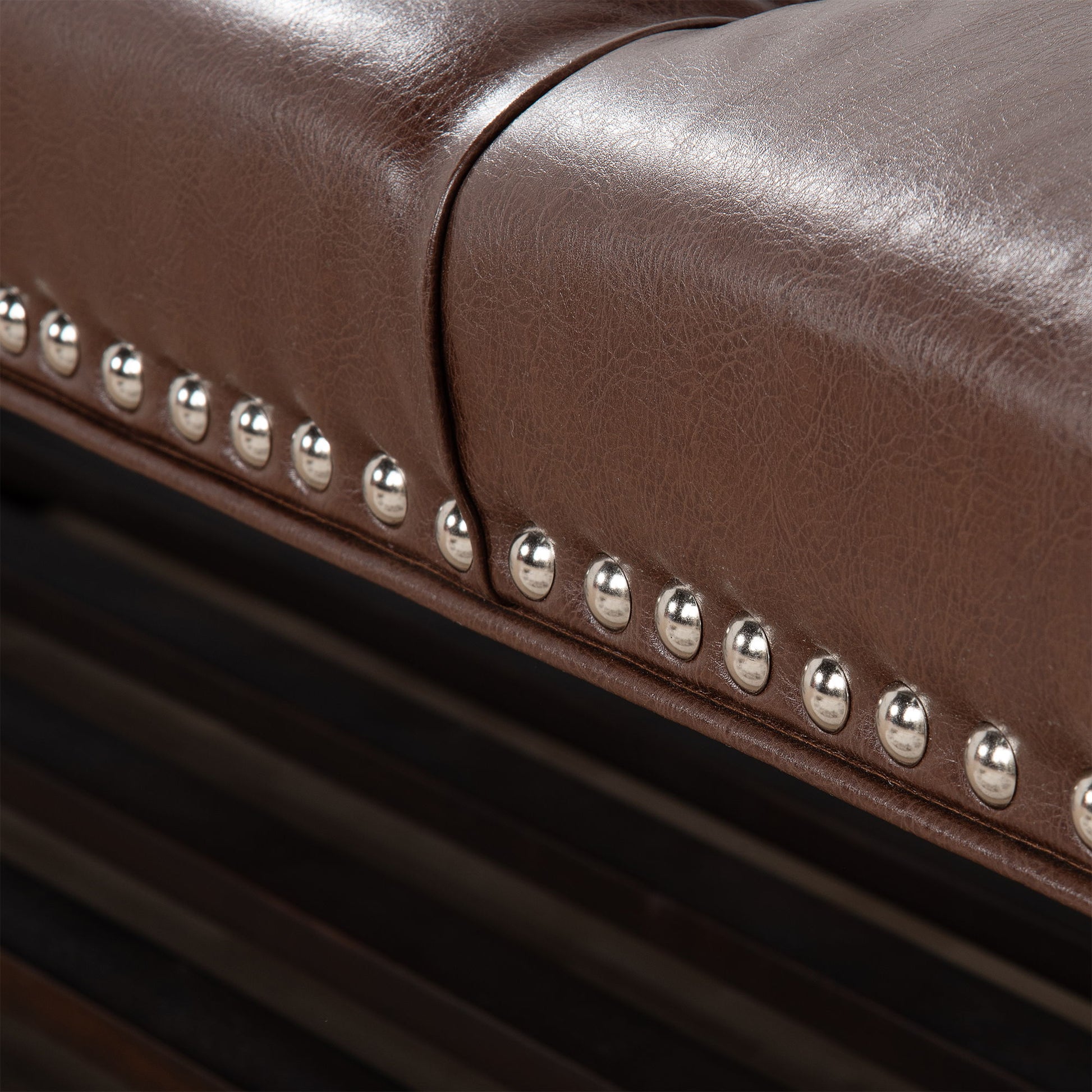 Bedroom End Of Bed Bench Tufted Upholstered End Of Bed Bench End Of Bed Entrance Shoe Bench With Nailhead Trim And Shelf Bedroom Upholstered Bench Living Room Shoe Rack Footstool - The Sleep Loft - Online Mattress Showroom NYC