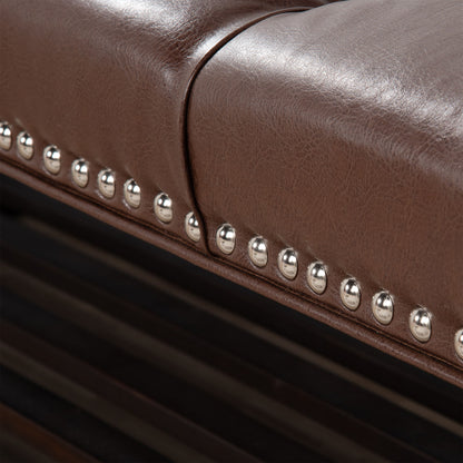 Bedroom End Of Bed Bench Tufted Upholstered End Of Bed Bench End Of Bed Entrance Shoe Bench With Nailhead Trim And Shelf Bedroom Upholstered Bench Living Room Shoe Rack Footstool - The Sleep Loft - Online Mattress Showroom NYC