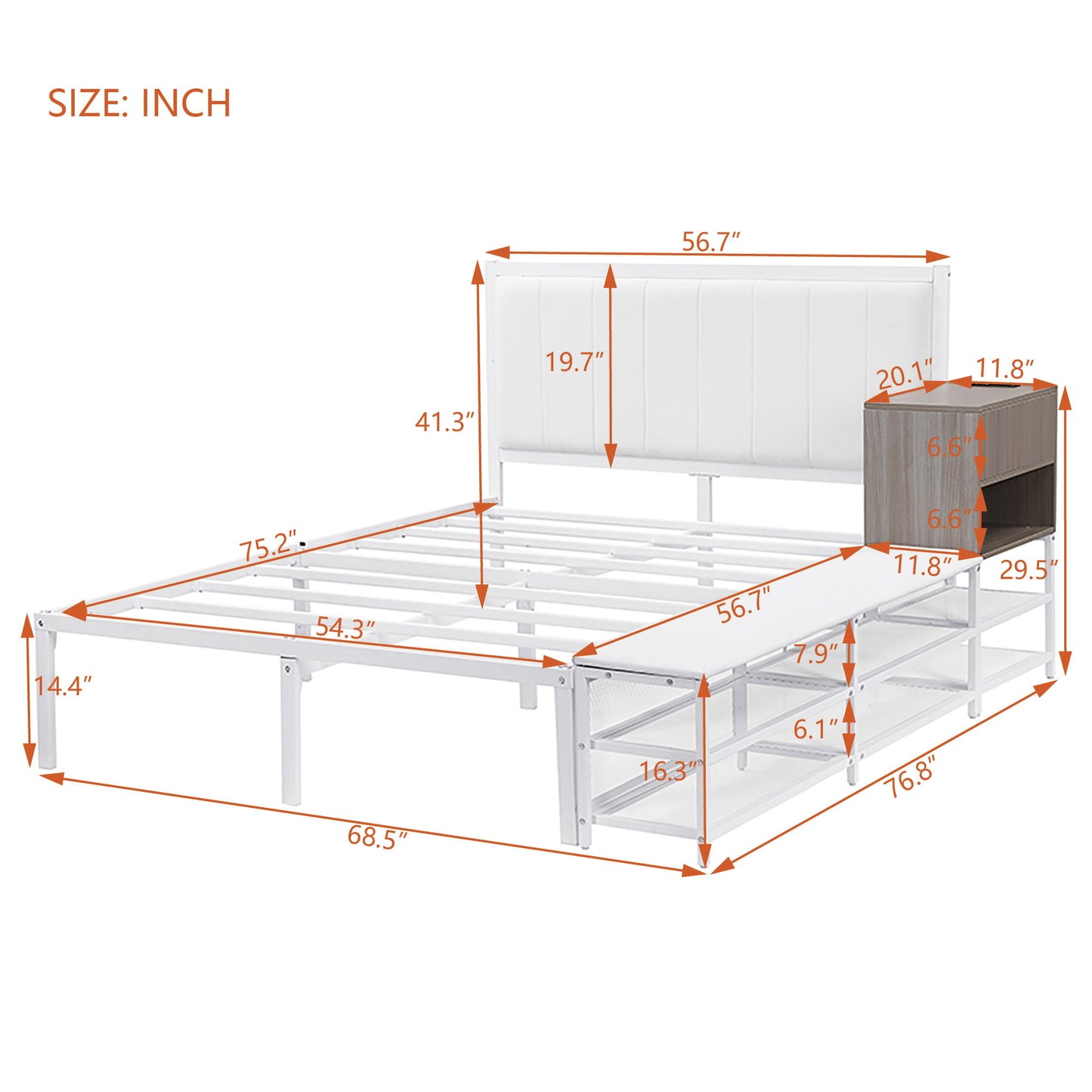 Platform Bed With 2 Tier Storage Shelves, Storage Cabinet - The Sleep Loft - Online Mattress Showroom NYC