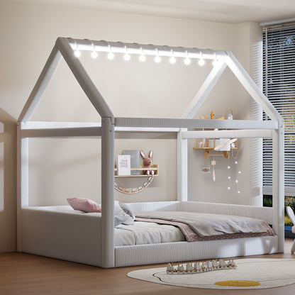 Upholstered House Style Daybed With LED Light Strips - The Sleep Loft - Online Mattress Showroom NYC