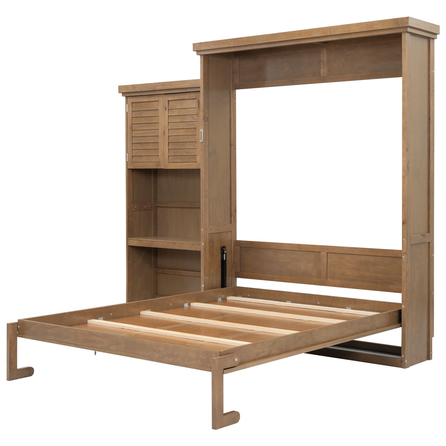 Queen Size Murphy Bed With Louvered Design And Multiple Storage Shelves - Wood - The Sleep Loft - Online Mattress Showroom NYC