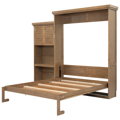 Queen Size Murphy Bed With Louvered Design And Multiple Storage Shelves - Wood - The Sleep Loft - Online Mattress Showroom NYC
