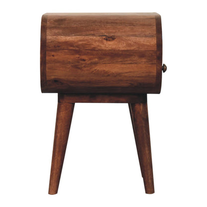 Circular Bedside Table With Open Slot - Caramel - The Sleep Loft - Online Mattress Showroom NYC