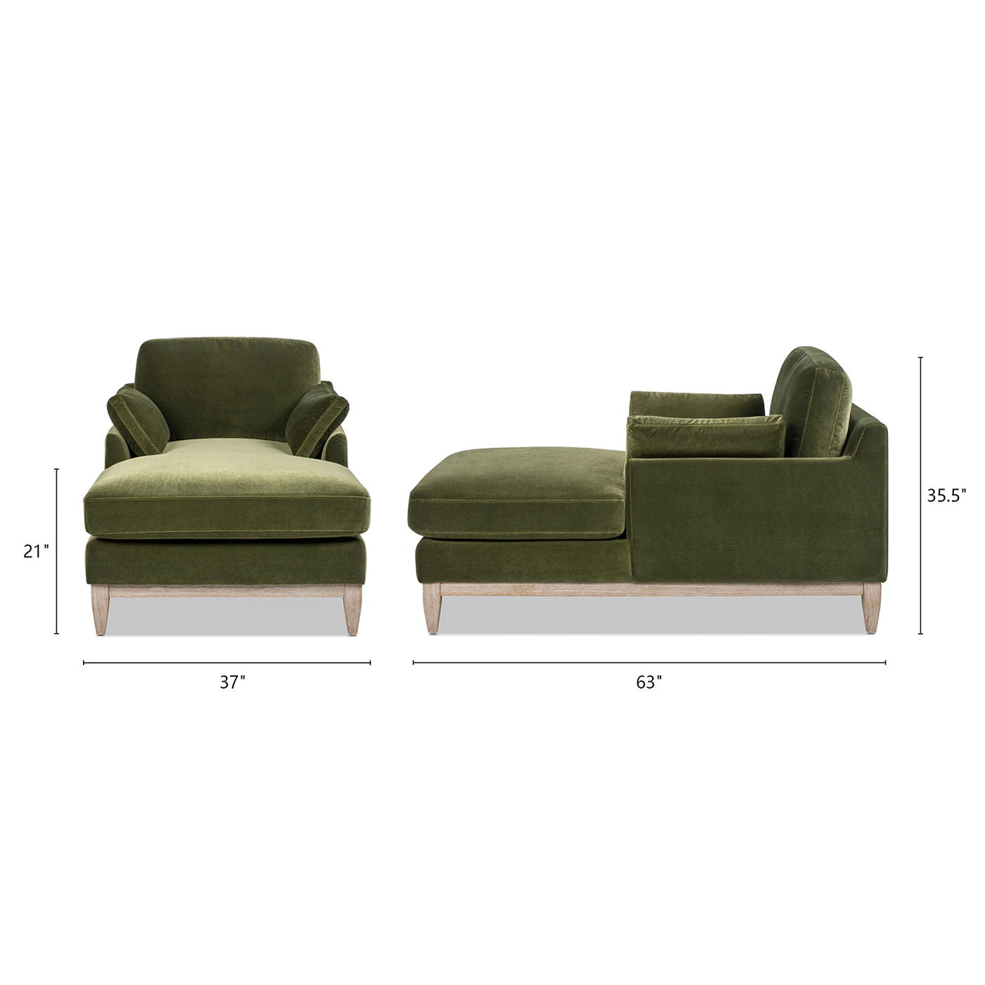 Pasadena - Modern Farmhouse Chaise Lounge Chair - Olive Green - The Sleep Loft - Online Mattress Showroom NYC