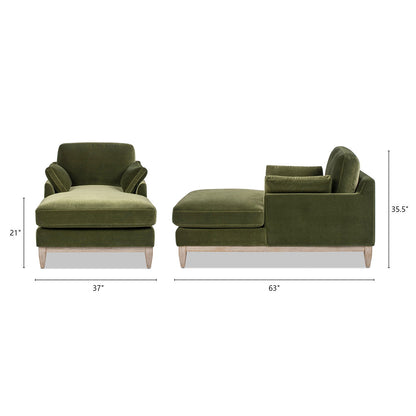 Pasadena - Modern Farmhouse Chaise Lounge Chair - Olive Green - The Sleep Loft - Online Mattress Showroom NYC