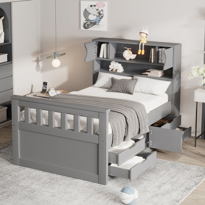 Captain Platform Bed Frame With Storage Bookcases, Shelves, And 4 Drawers - The Sleep Loft - Online Mattress Showroom NYC