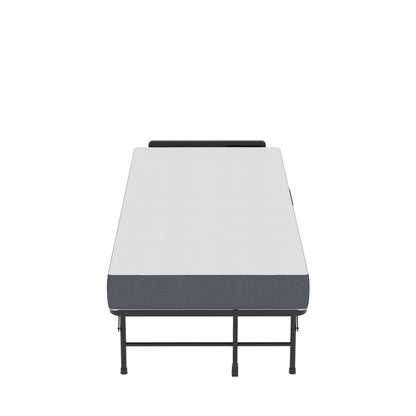 Twin Folding Bed With Adjustable Headboard & Memory Foam Mattress, Portable Coton Wheels For Tall People, Space-Saving Guest Bed - Black - The Sleep Loft - Online Mattress Showroom NYC