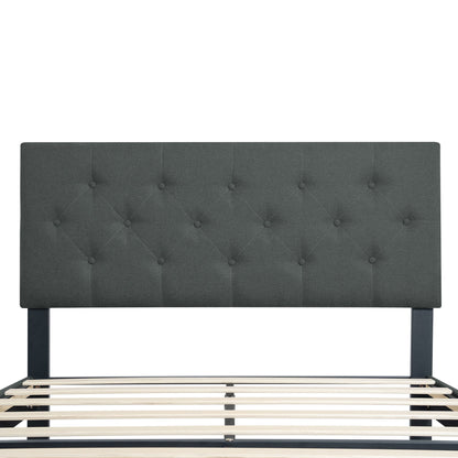 Modern Upholstered Platform Bed Frame With Button Tufted Fabric Headboard - The Sleep Loft - Online Mattress Showroom NYC