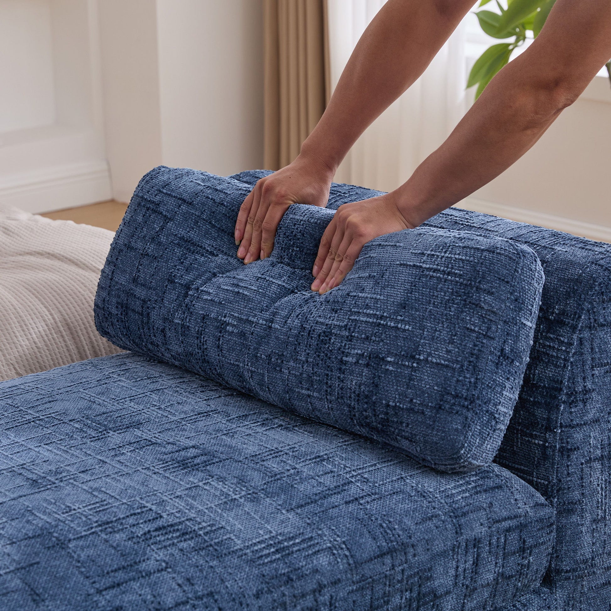 Modern Upholstered End Of Bed Bench With Armrests - The Sleep Loft - Online Mattress Showroom NYC