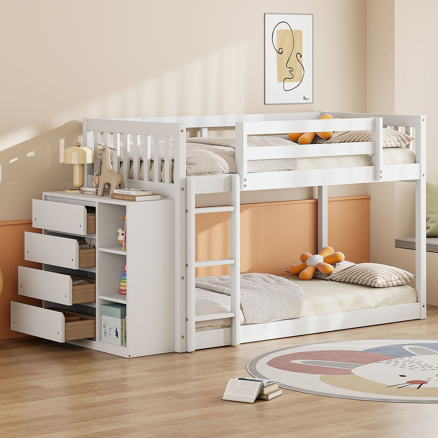 Bunk Bed With 4 Drawers And 3 Shelves - The Sleep Loft - Online Mattress Showroom NYC