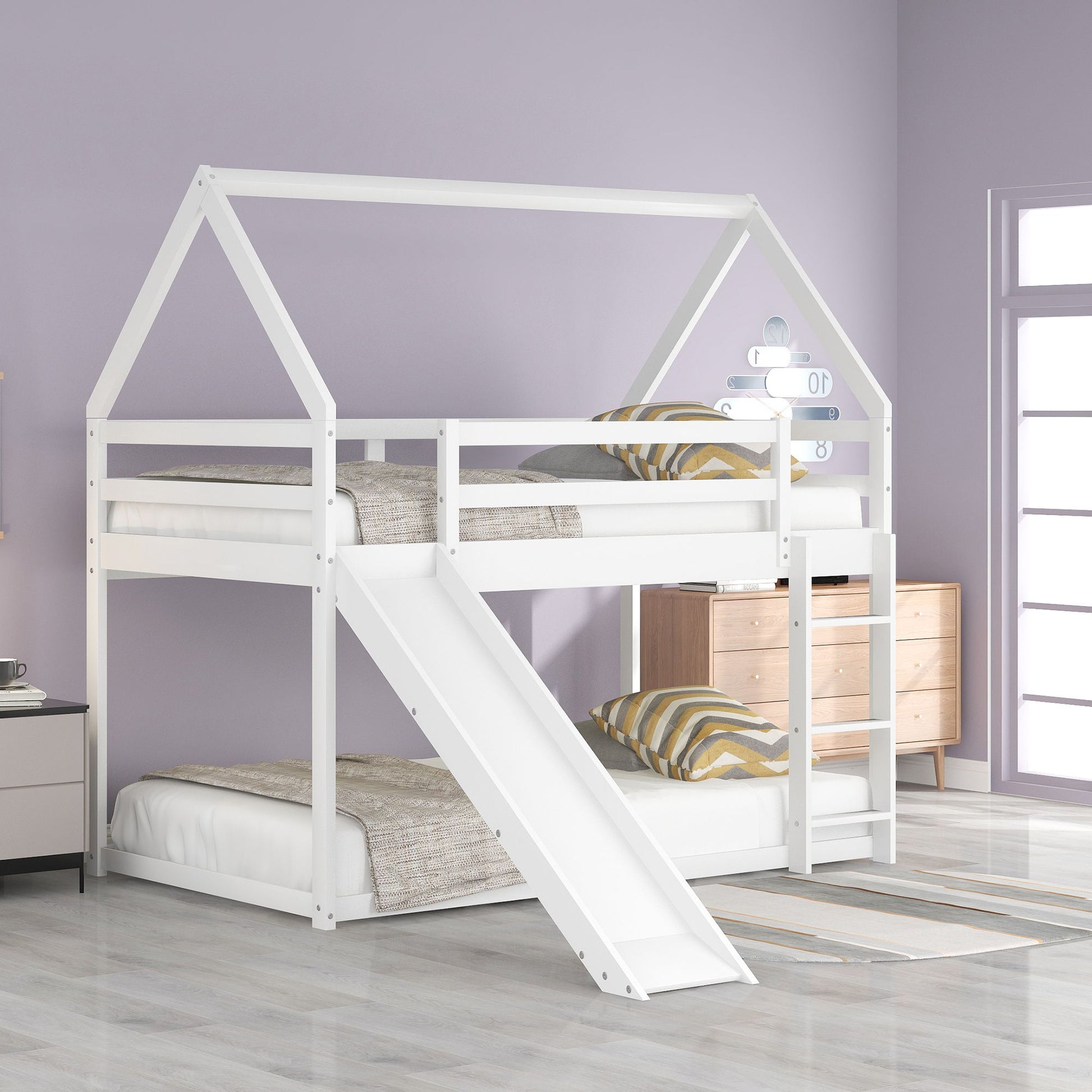 House Shape Bunk Bed With Slide And Ladder - The Sleep Loft - Online Mattress Showroom NYC
