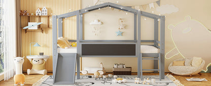 Loft House Bed With Ladder And Slide, With board And Light Strip On The Roof - The Sleep Loft - Online Mattress Showroom NYC