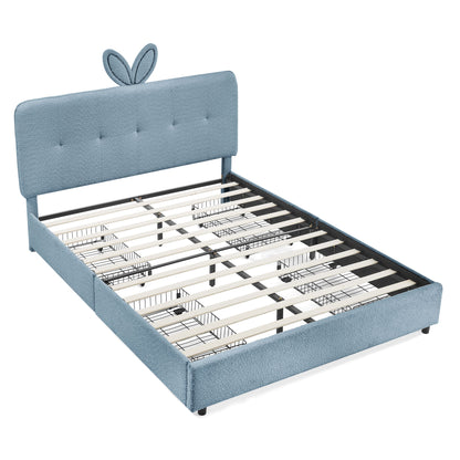 Upholstered Bed With Oversized Rabbit Ear Headboard, LED Lights & 4 Storage Drawers - The Sleep Loft - Online Mattress Showroom NYC