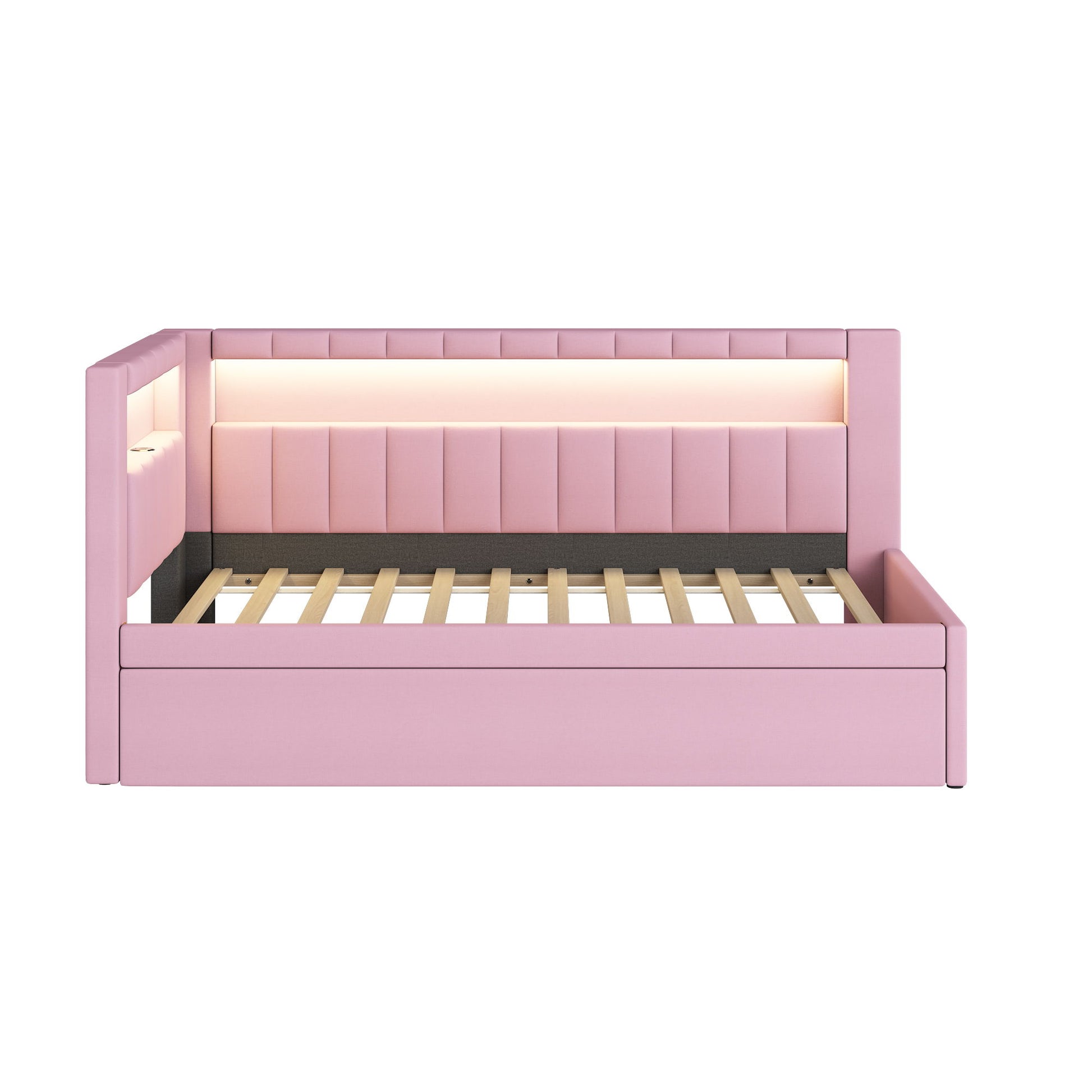 Upholstered Platform Bed With USB Ports And LED Belt - The Sleep Loft - Online Mattress Showroom NYC