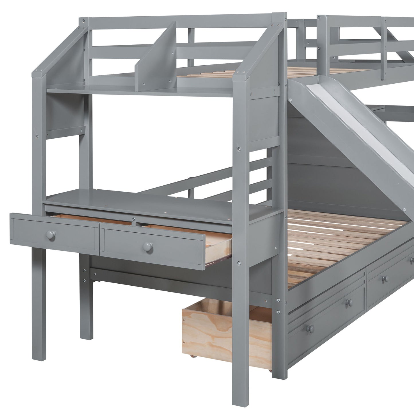 Bunk Bed With Storage Staircase, Slide, Desk, Drawers, And Shelves - The Sleep Loft - Online Mattress Showroom NYC