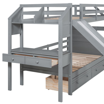 Bunk Bed With Storage Staircase, Slide, Desk, Drawers, And Shelves - The Sleep Loft - Online Mattress Showroom NYC