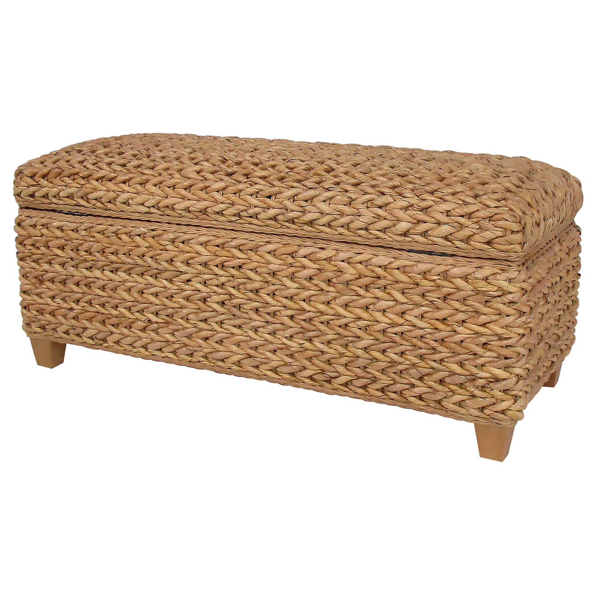 Laughton Hand-Woven Banana Leaf Storage Bench Natural