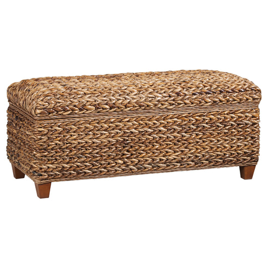 Laughton Hand-Woven Banana Leaf Storage Bench Amber - The Sleep Loft - Online Mattress Showroom NYC