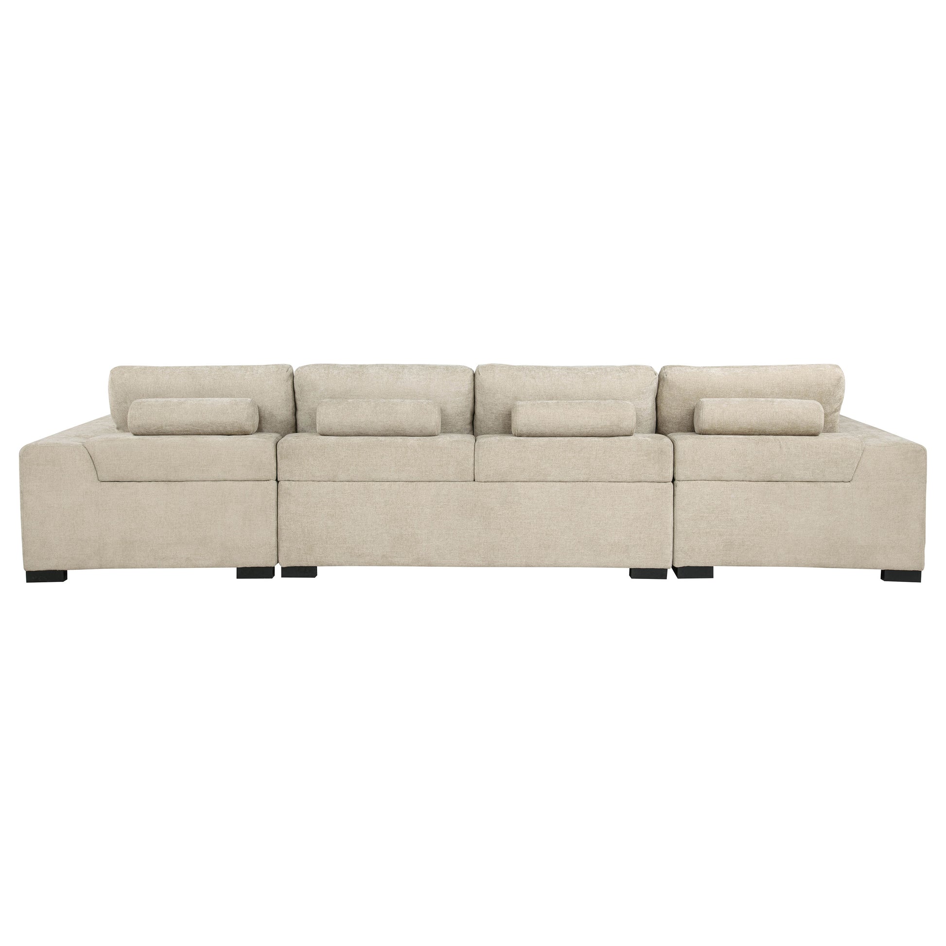 Cannella U-Shaped Double Chaise Upholstered Sectional Sofa Beige