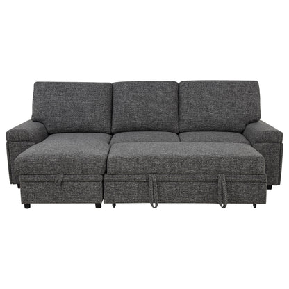 Demko Sleeper Sectional Sofa with Speaker and Storage Chaise Granite
