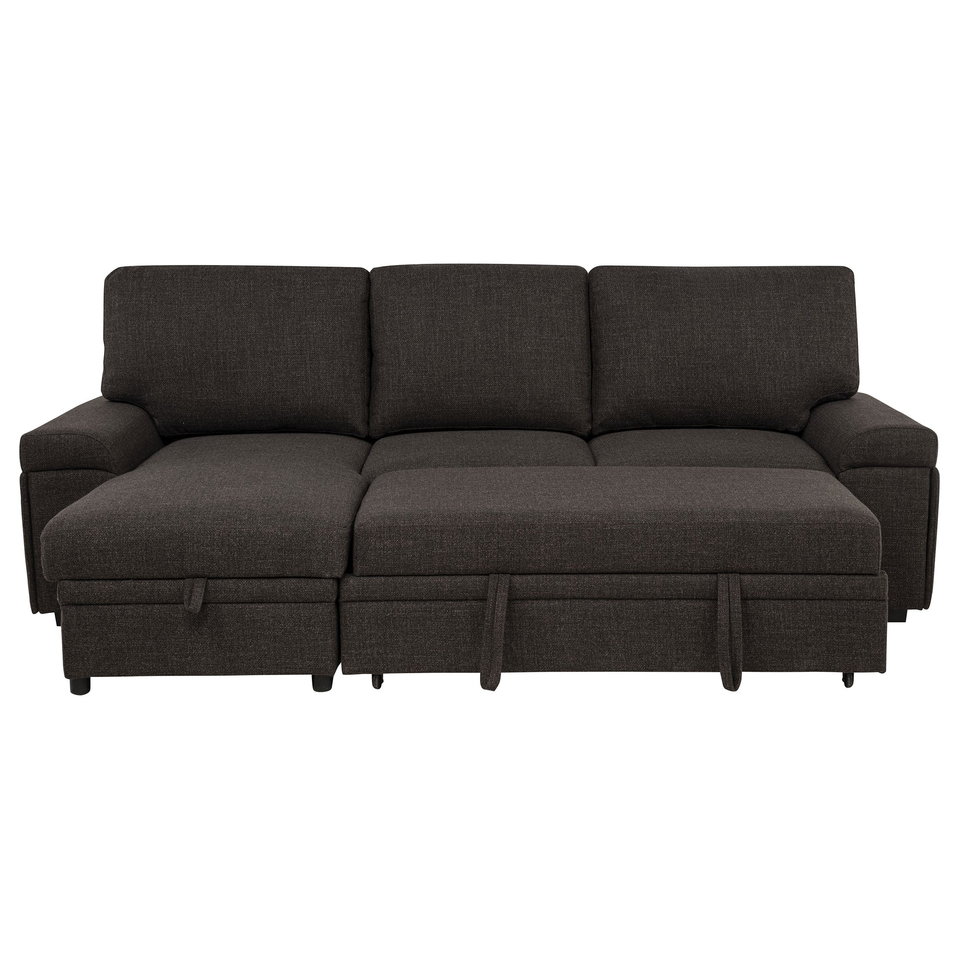 Demko Sleeper Sectional Sofa with Speaker and Storage Chaise Brown