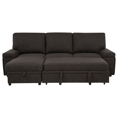 Demko Sleeper Sectional Sofa with Speaker and Storage Chaise Brown