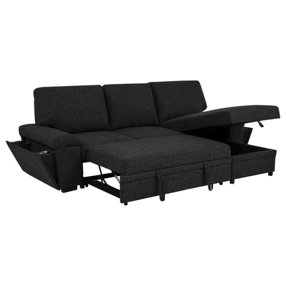 Demko Sleeper Sectional Sofa with Speaker and Storage Chaise Black
