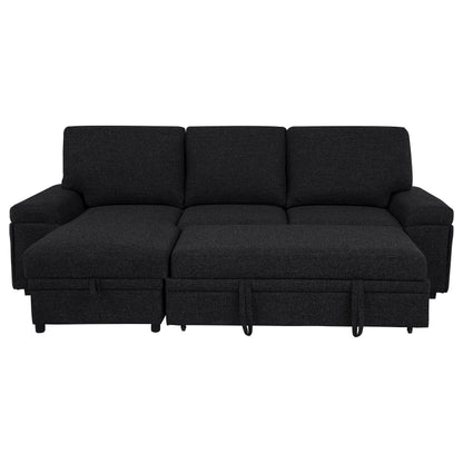 Demko Sleeper Sectional Sofa with Speaker and Storage Chaise Black