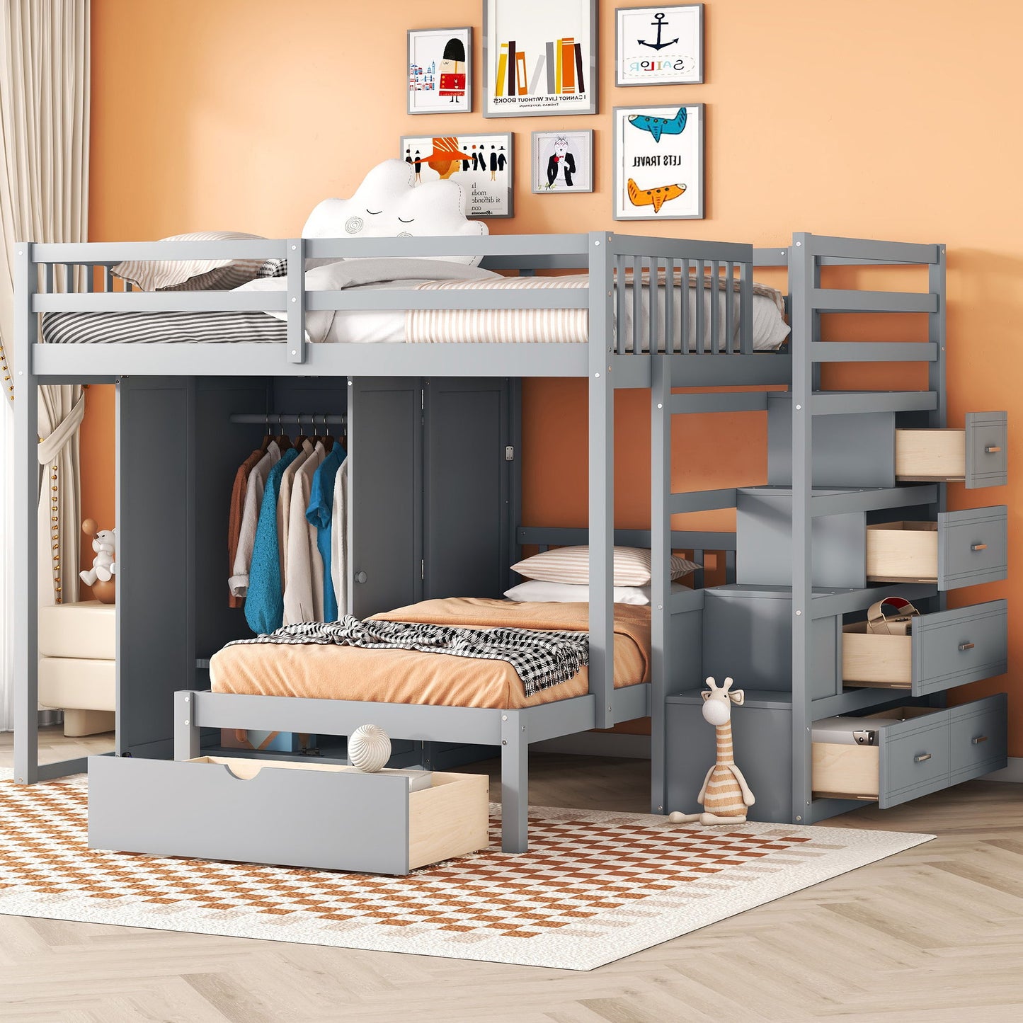 Bunk Bed With Wardrobe, Drawers - The Sleep Loft - Online Mattress Showroom NYC