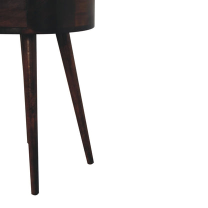 Circular Shaped Bedside Table - Walnut - The Sleep Loft - Online Mattress Showroom NYC