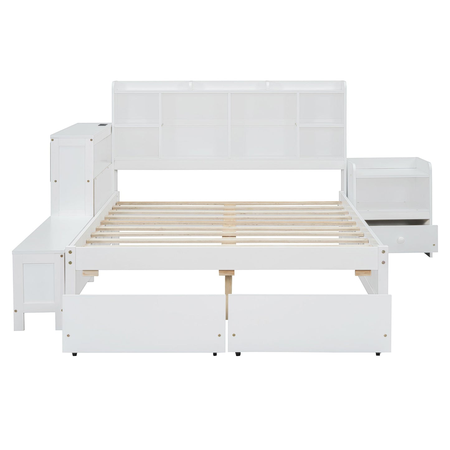 Platform Bed With Multi Functional Storage Space, Nightstand, 2 Drawers, USB Ports And Desk - The Sleep Loft - Online Mattress Showroom NYC