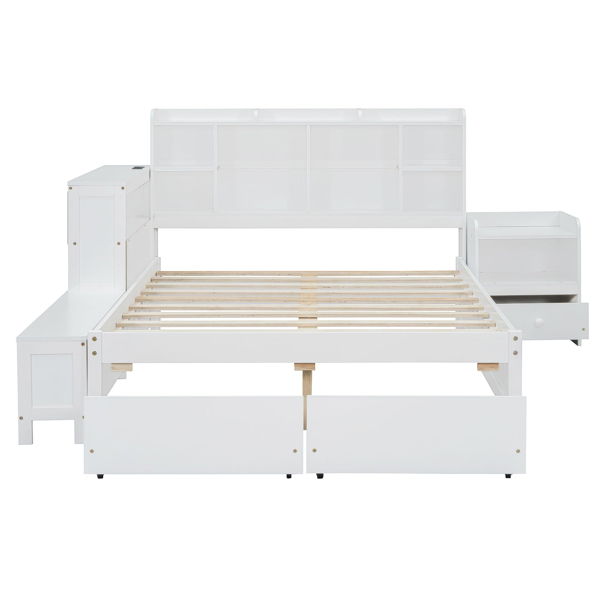 Platform Bed With Multi Functional Storage Space, Nightstand, 2 Drawers, USB Ports And Desk - The Sleep Loft - Online Mattress Showroom NYC