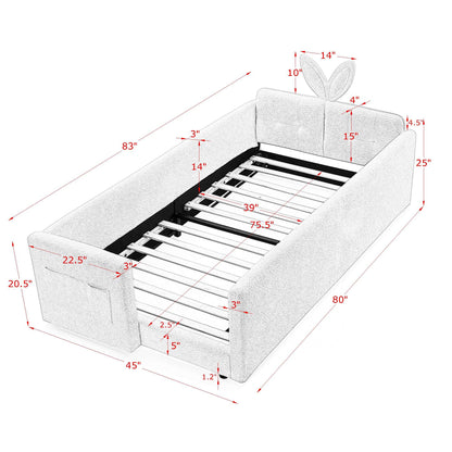 Cute Rabbit Ear Upholstered Platform Bed Frame With Safety Rail - The Sleep Loft - Online Mattress Showroom NYC