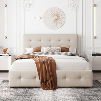 Upholstered Platform Bed With Classic Headboard And Drawers, No Box Spring Needed - The Sleep Loft - Online Mattress Showroom NYC