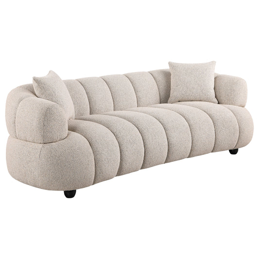 Whitney 2-Piece Contemporary Channel Tufted Woven Fabric Sofa Set Pebble - The Sleep Loft - Online Mattress Showroom NYC