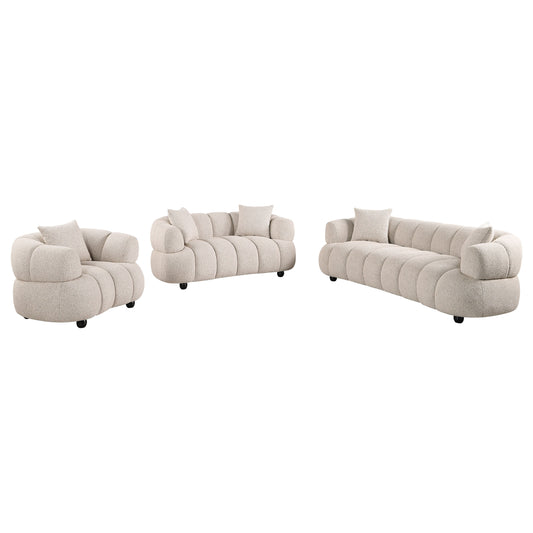 Whitney Contemporary Channel Tufted Woven Fabric Upholstered Sofa Set - The Sleep Loft - Online Mattress Showroom NYC