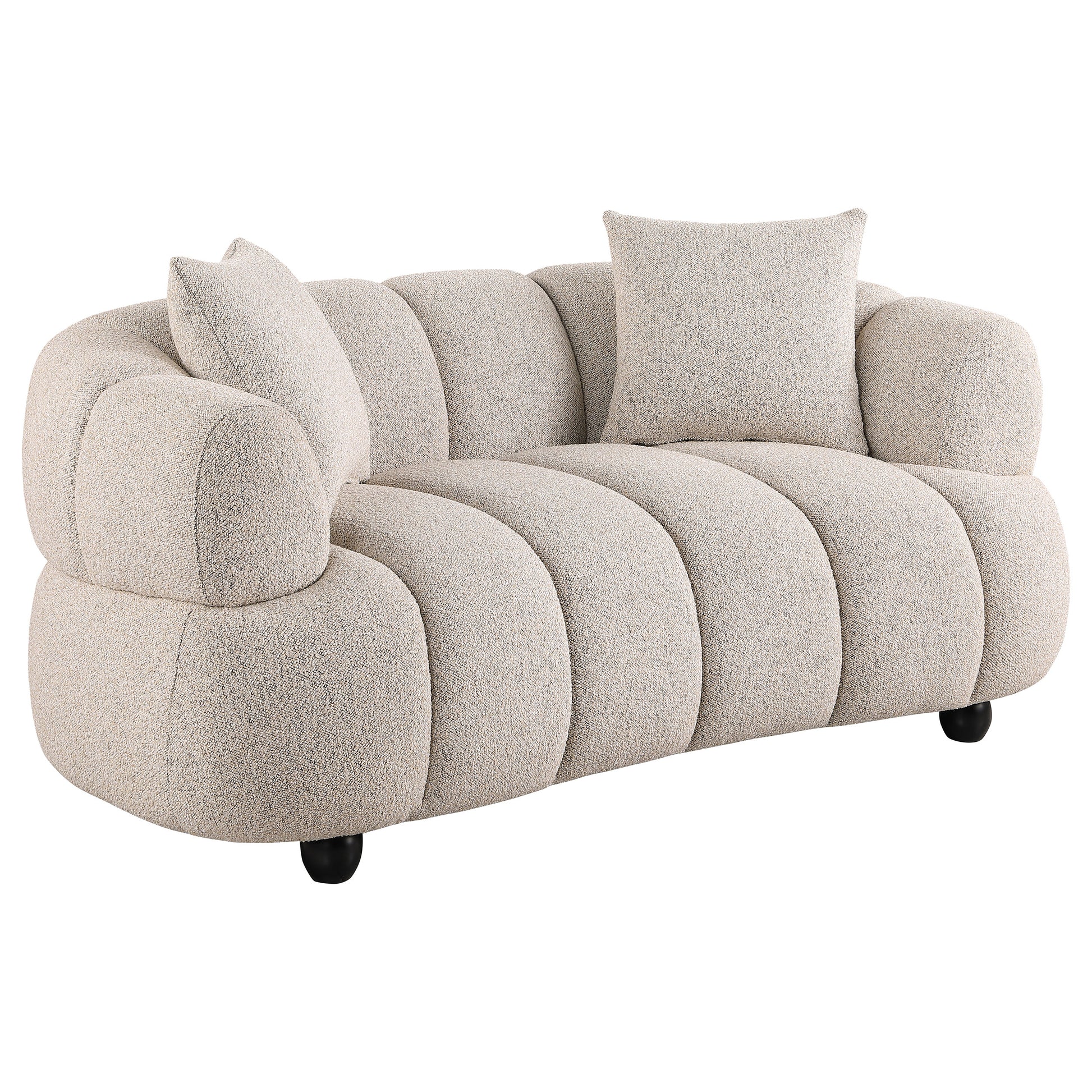 Whitney Contemporary Channel Tufted Woven Fabric Upholstered Sofa Set