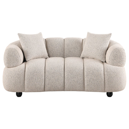 Whitney Contemporary Channel Tufted Woven Fabric Upholstered Loveseat