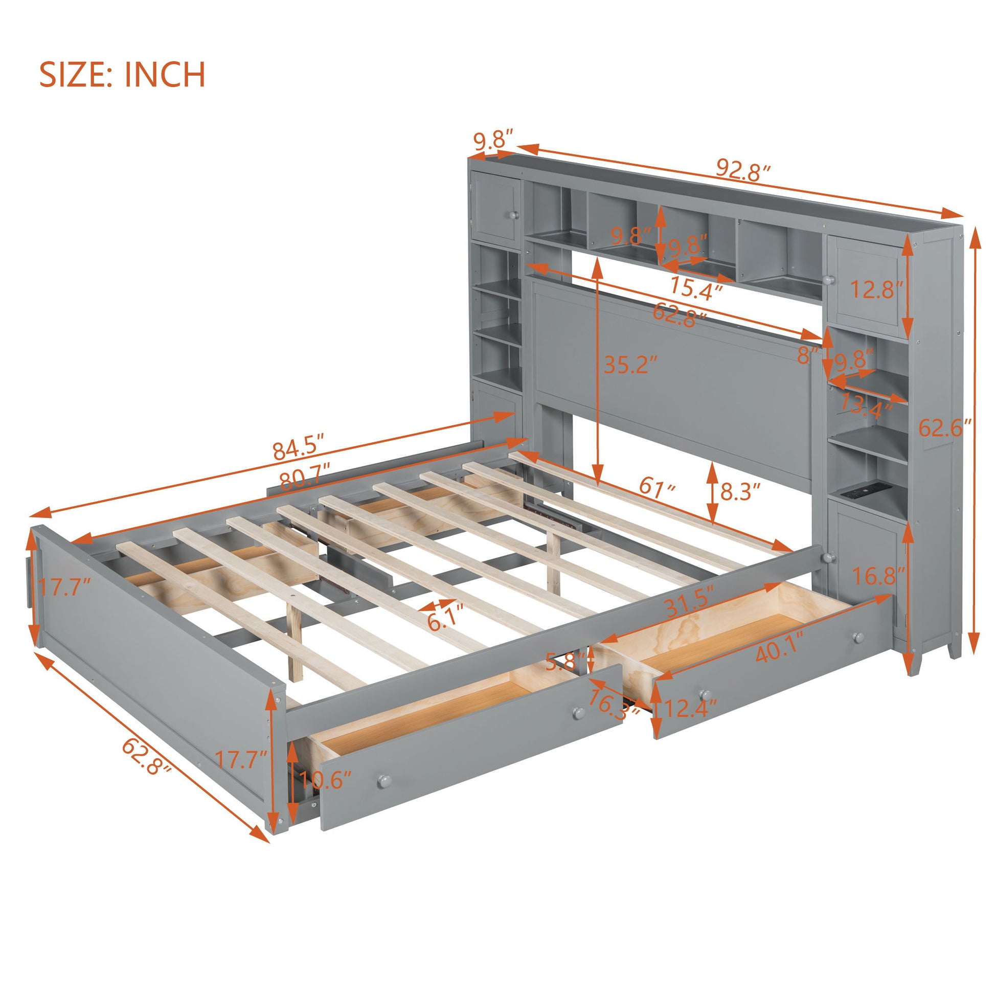Bed With All In One Cabinet, Shelf And Sockets - The Sleep Loft - Online Mattress Showroom NYC