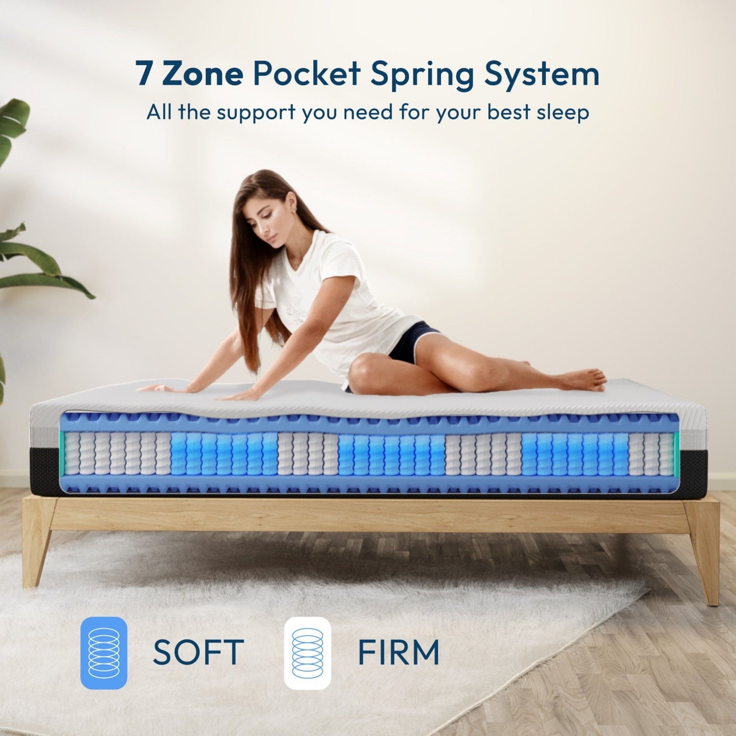 12'' Queen Size Hybrid Mattress, Cooling Memory Foam & Pocket Springs Medium Firm - White - The Sleep Loft - Online Mattress Showroom NYC