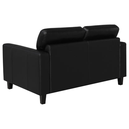 Scotland 3-piece Faux Leather Upholstered Sofa Set Black