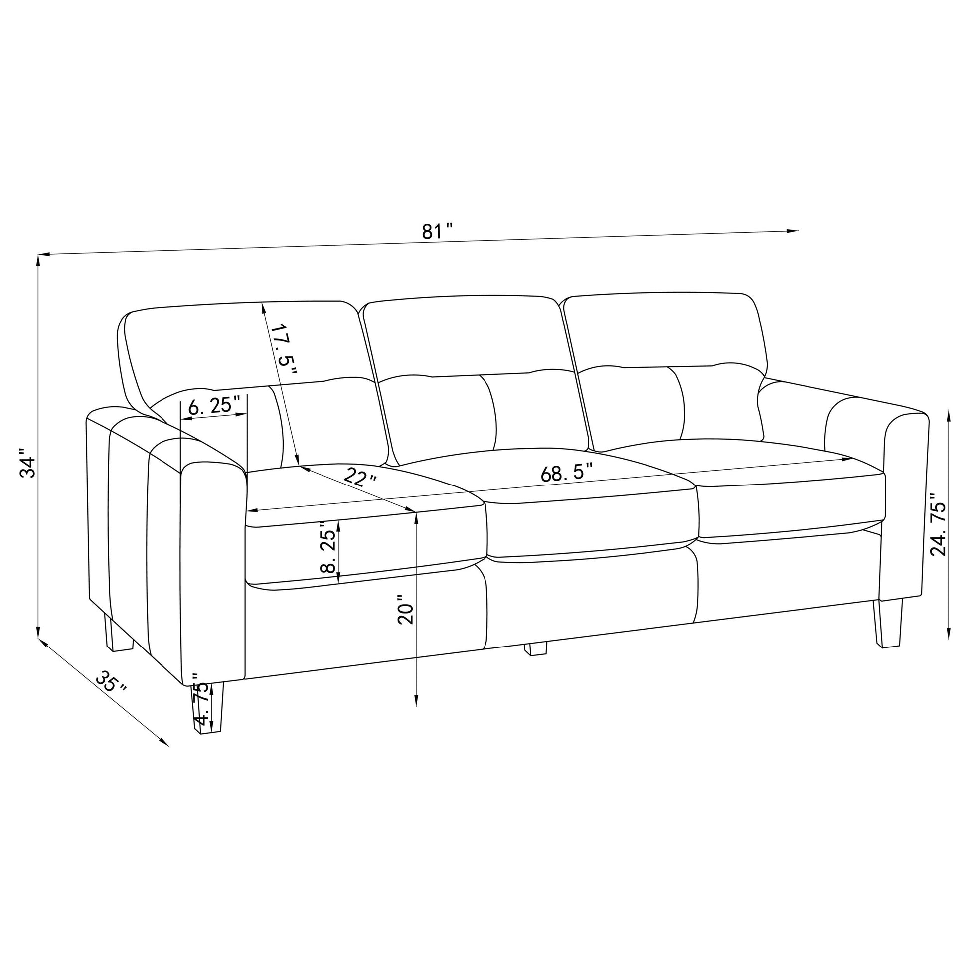 Scotland 2-piece Faux Leather Upholstered Sofa Set Brown