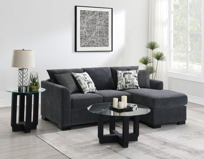 Storey Upholstered Sleeper Sectional Chaise Sofa Dark Grey