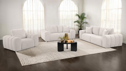 Burnett Chenille Upholstered Wide Arm Sofa Ivory
