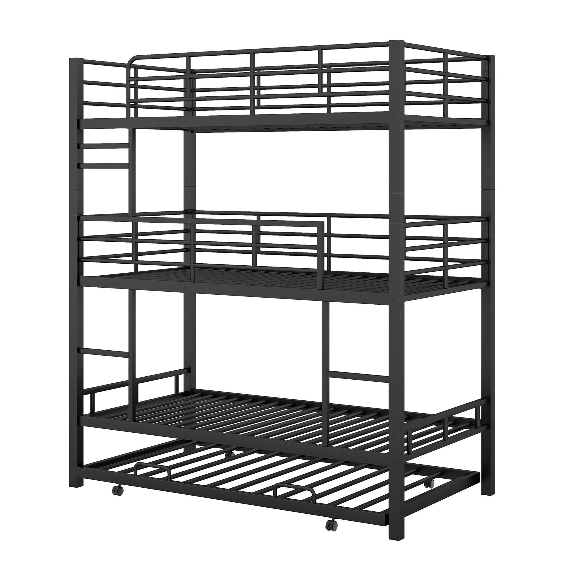 Triple Bunk Bed With Trundle, Heavy Duty Steel Construction - The Sleep Loft - Online Mattress Showroom NYC